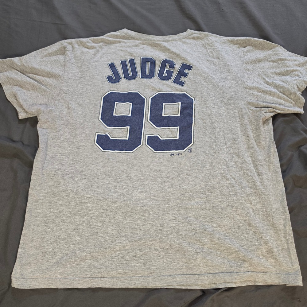 Majestic New York Yankees Aaron Judge 99 T-Shirt Gray Mens 2XL Triple Peak MLB - Picture 2 of 8